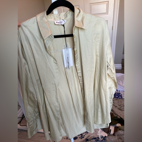 Beautiful long sleeve button up blouse. Beige/sage colour - Picture 1 of 4